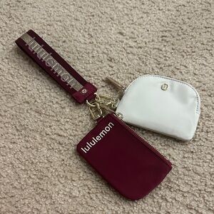 lululemon athletica Burgundy and White Pouch Duo Wristlet Keychain Set